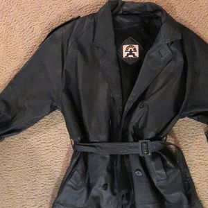 Leather trench coat